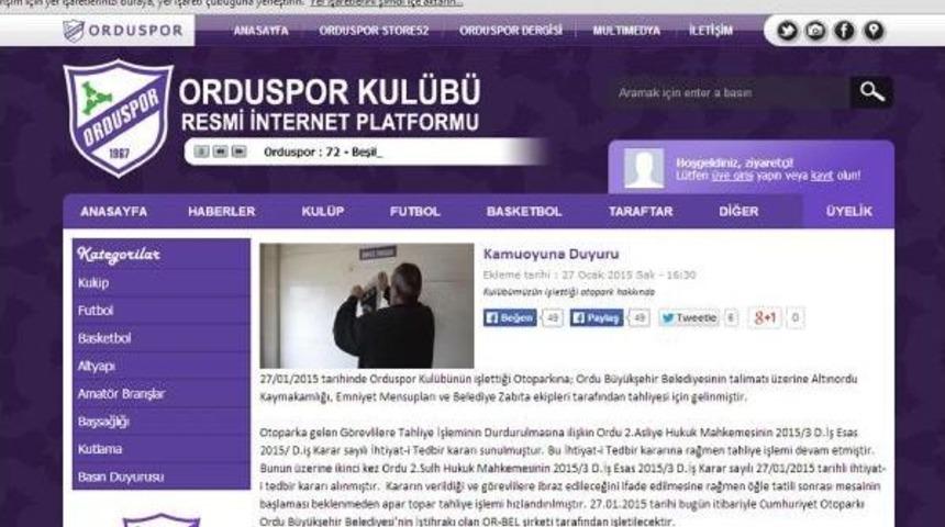 Orduspor Otoparkını Kaybetti