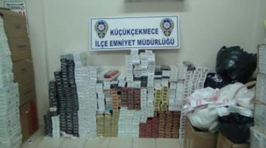 K&uuml;&ccedil;&uuml;k&ccedil;ekmece'de  Ka&ccedil;ak Sigara Operasyonu