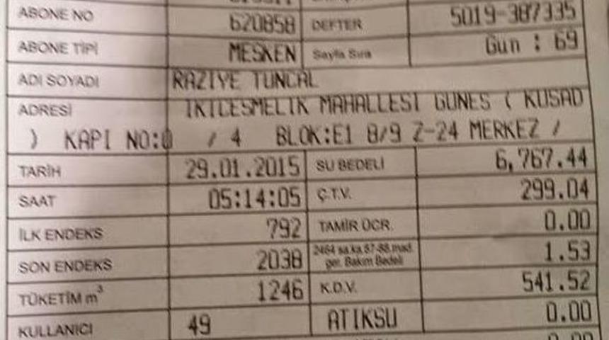 Kuşadası&rsquo;nda Vatandaşa Su Faturası Şoku