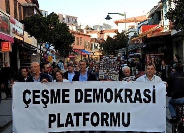 Ankara daki Ter&ouml;r Saldırısında &Ouml;len 101 Kişi, &Ccedil;eşme de Anıldı 1