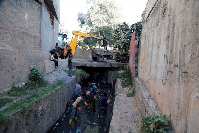 Cizre Belediyesi Açık Yağmurlama Kanallarında Temizlik Çalışması Başlattı