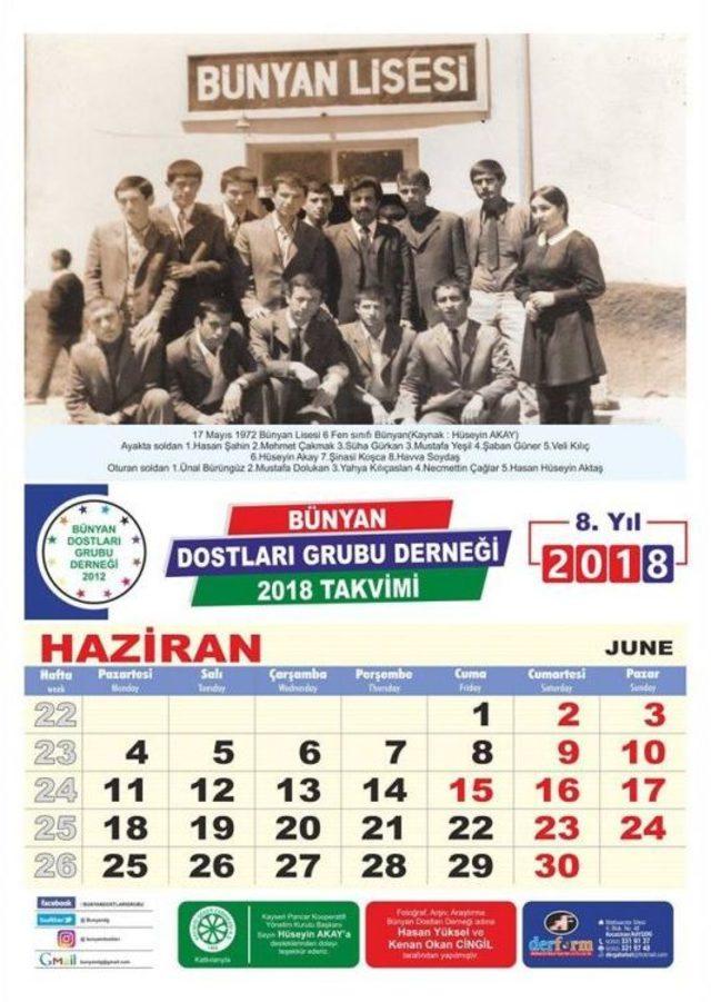 Bünyan Dostlarının 2018 Takvimi Hazır