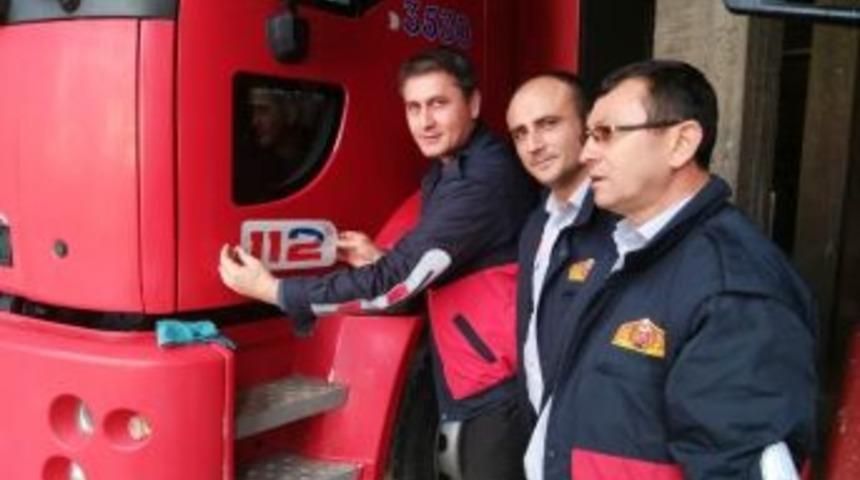 Hisarcık İtfaiye Ara&ccedil;larına 112 Logosu