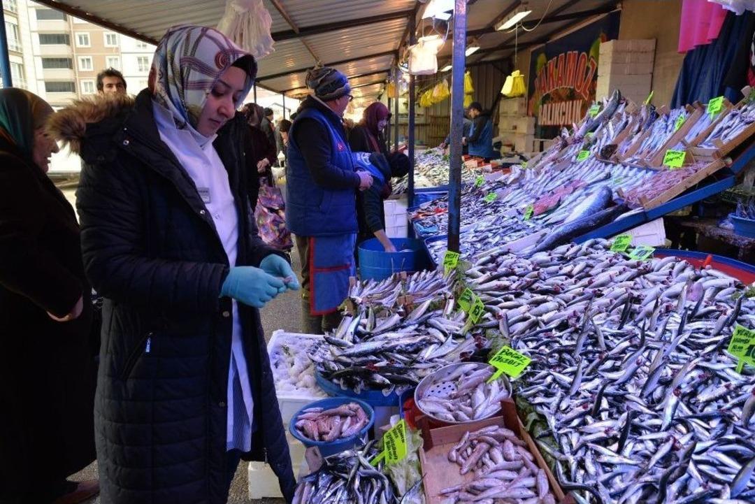 Boz&uuml;y&uuml;k&rsquo;te Balık Pazarı Kontrol Edildi