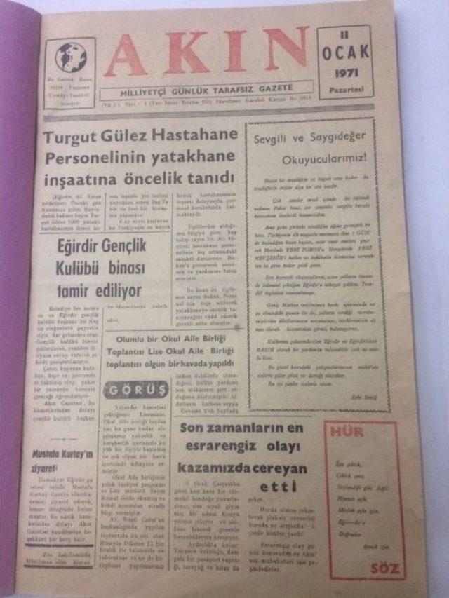 Isparta Eğirdir’in Yarım Asırlık Arşivi Akın Gazetesi 48 Yaşında