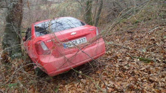 Otomobil Ormana Uçtu: 1 Yaralı