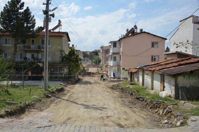 Gediz Belediyesinden beton parke ve bordür çalışması