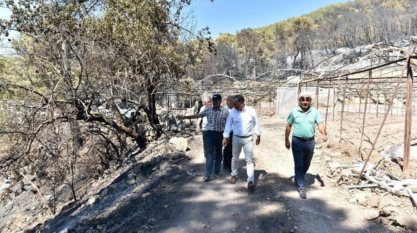 Başkan Uysal, yangın b&ouml;lgesinde