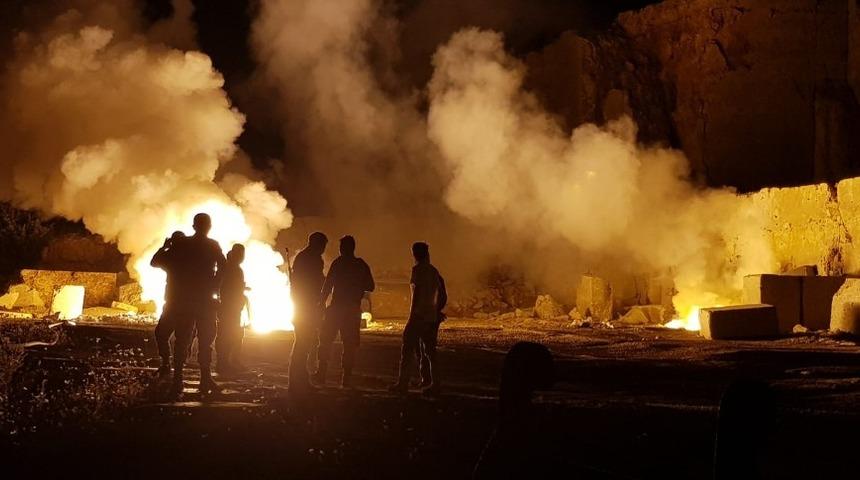 Mermer ocağındaki patlayıcı yandı