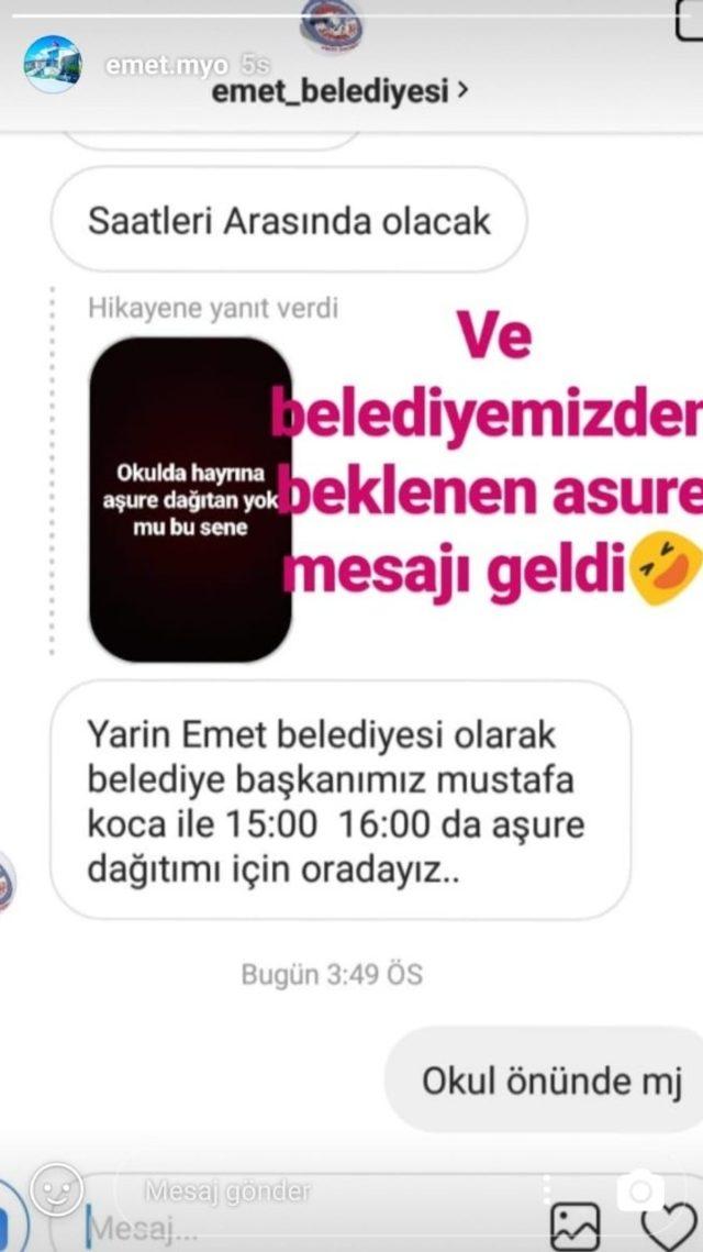 Öğrenciler, sosyal medya üzerinde aşure istedi, Başkan Koca çağrıya sessiz kalmadı