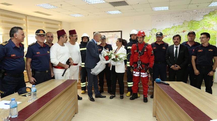 İtfaiyecilerden Başkan &Ccedil;er&ccedil;ioğlu&rsquo;na ziyaret