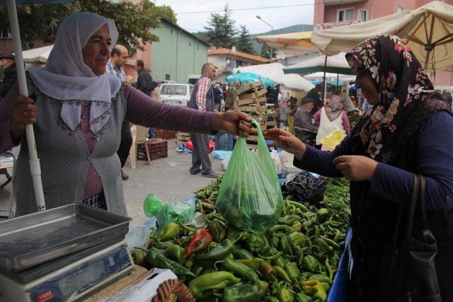 Organik ürünleri satarak geçimini sağlıyor