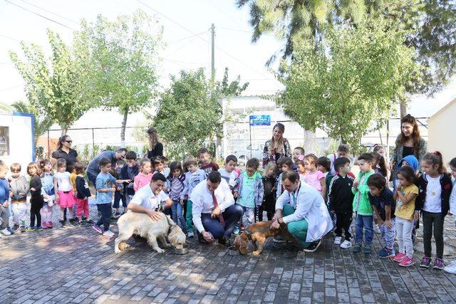 Çocuklar büyükşehir barınağını ziyaret etti