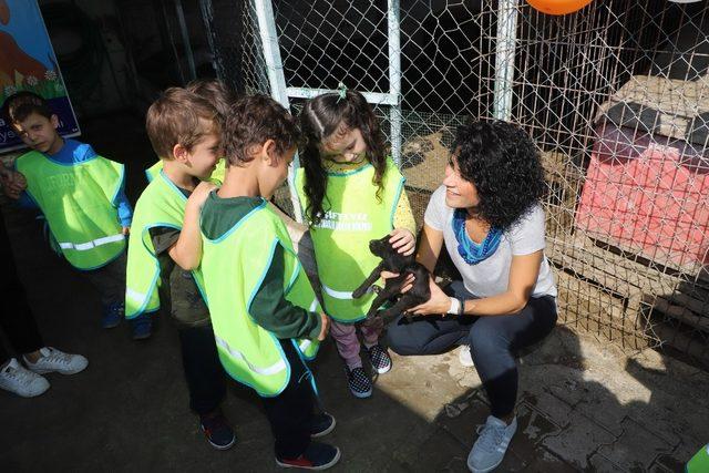 Çocuklar sevimli dostlarla dolu dolu bir gün geçirdi