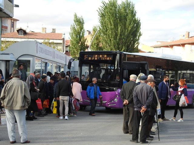 Çorum'da halk otobüslerinde 'gizli yolcu' ile denetim