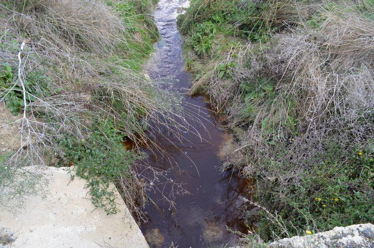Rengi kızıla dönen dere mahalleliyi tedirgin etti G4