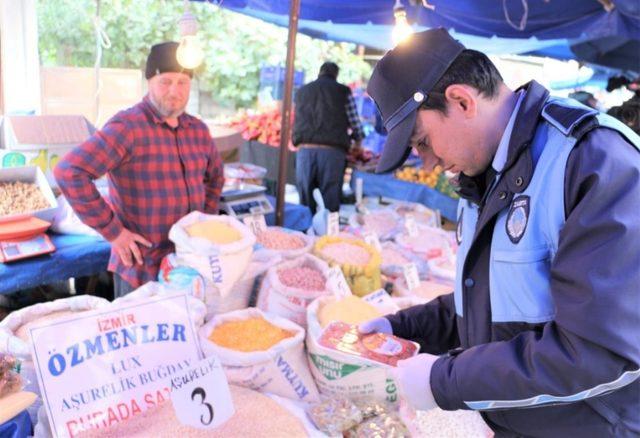 Zabıta ekiplerinden Çarşamba pazarında sıkı denetim