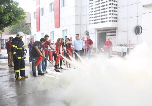 Hastanede yangın tatbikat