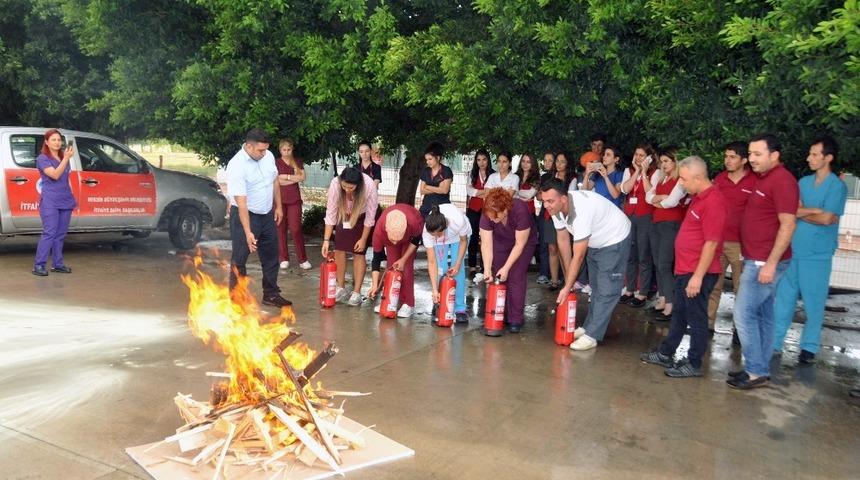Hastanede yangın tatbikat