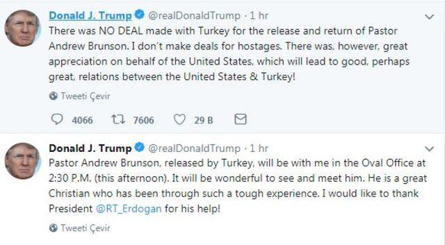 Erdoğan'dan Trump'a yanıt
