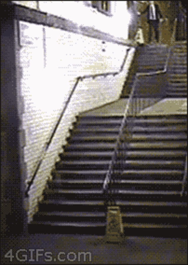 Падающая лестница. Падает с лестницы гиф. Falling down the Stairs. Упал с лестницы гиф.