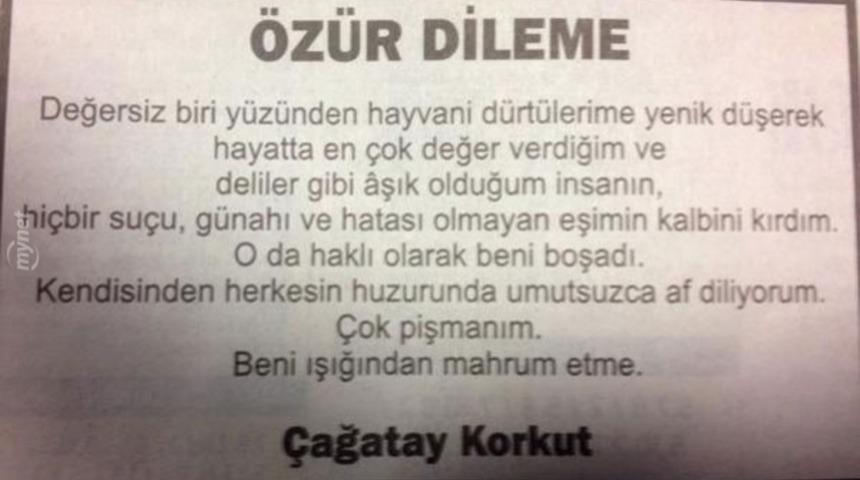 Eski Eşten &Ouml;z&uuml;r Dileme Mesajı Sosyal Medyayı Karıştırdı