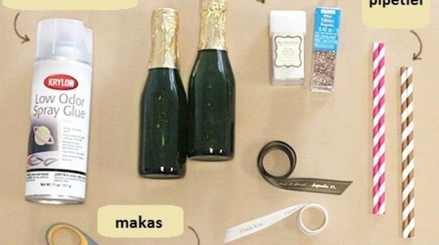 Kendin-Yap: Altın Parıltılı Şarap Şişeleri