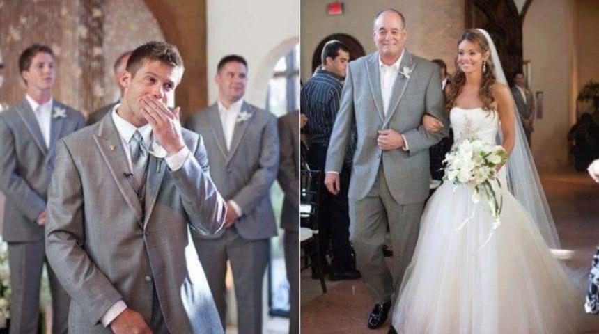 M&uuml;stakbel eşini gelinlikle g&ouml;r&uuml;nce g&ouml;z yaşlarını tutamayan 12 adam gibi adam