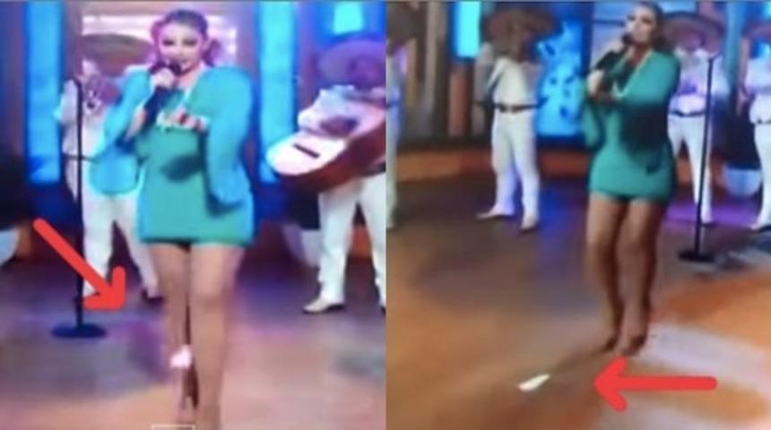 Kahrolsun Yer&ccedil;ekimi! Regl Kazası Kadın Şarkıcıyı Canlı Yayında Yakaladı! [Video]