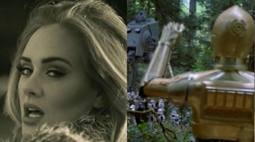 Adele &Ccedil;ılgınlığı Devam Ediyor: Yeni Şarkı Hello'nun Sinema Karakterleri Tarafından S&ouml;ylenmiş Versiyonu Burada! 