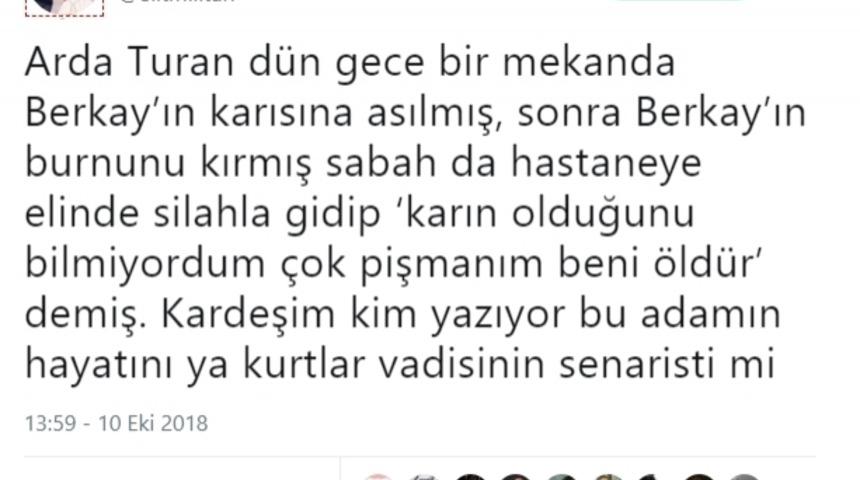 Şarkıcı Berkay Şahin ve Futbolcu Arda Turan'ın olay yaratan kavgası hakkında atılan tweetler