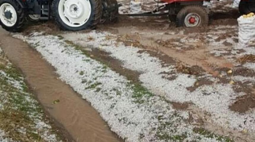 Dolu yağışı &ccedil;ift&ccedil;ileri zora soktu