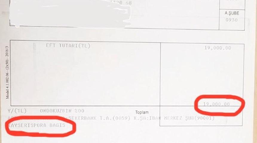 Milletvekili, Kayserispor &rsquo;a Bağış yaptı