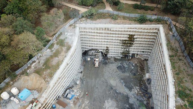 Maçka'daki tünel çalışmaları havadan fotoğraflandı