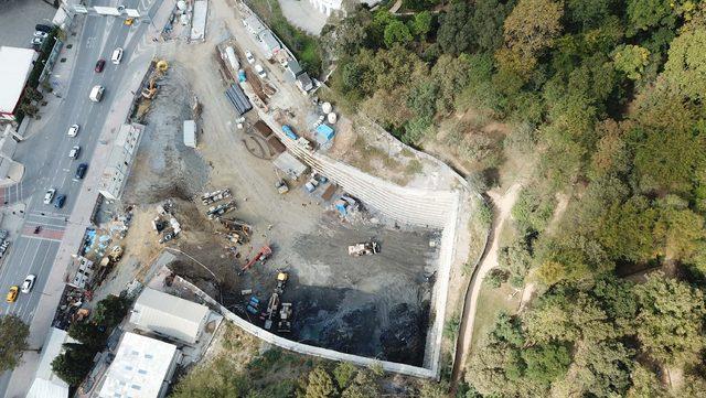 Maçka'daki tünel çalışmaları havadan fotoğraflandı