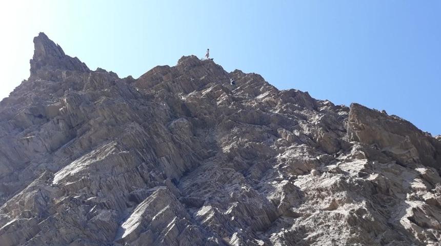 150 metrede mahsur kalan k&ouml;pek i&ccedil;in m&uuml;thiş kurtarma operasyonu