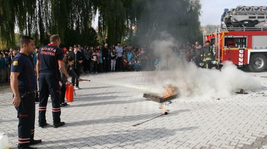 Kulu&rsquo;daki ortaokulda yangın tatbikatı yapıldı