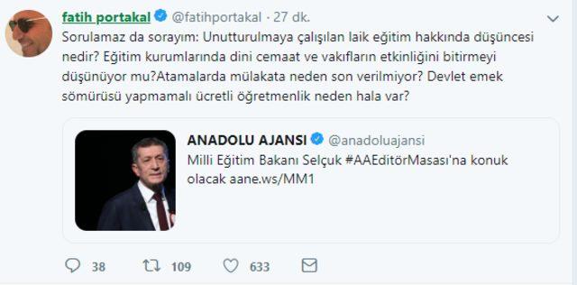 Fatih Portakal dan Türkiye nin gündemindeki Bakan a çok çarpıcı sorular 1
