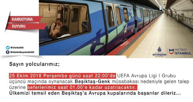 İstanbul'da metro seferlerine maç ayarı