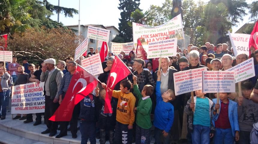 Karaağız sakinlerinden şehir merkezinde termik santral eylemi