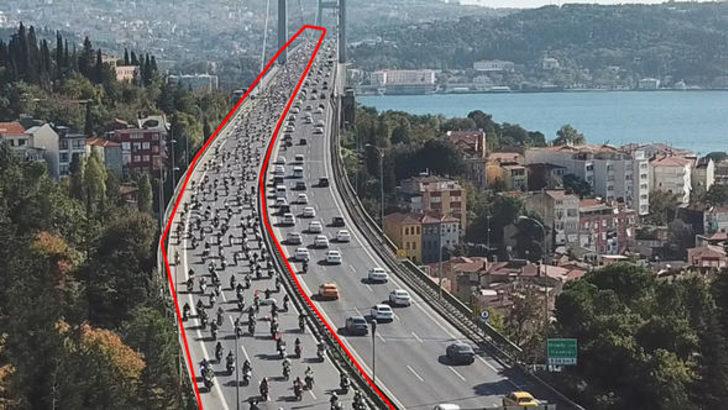 Yüzlerce motosikletli Şehitler Köprüsü'nden böyle geçti G1