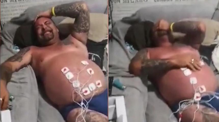 Doğum sancısı &ccedil;eken erkeğin hali! 'Beni kurtarın' diye yalvardı