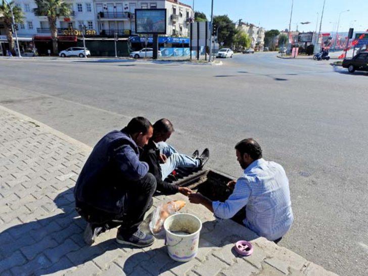 Mazgalın içine ekmek atıp balık avladılar G2