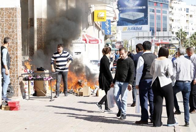 Sigara izmaritinden yangın çıktı, ayakkabılar kül oldu