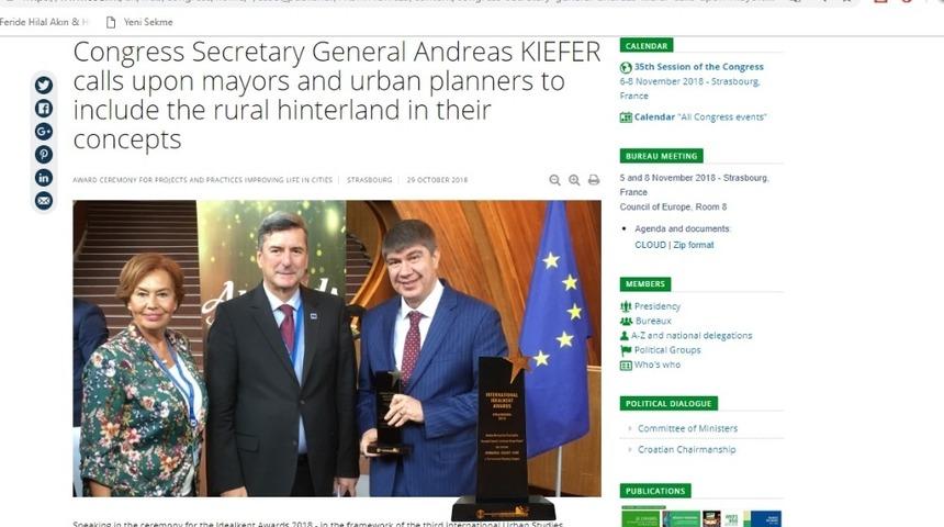 Uluslararası İdeal Kent &Ouml;d&uuml;l&uuml; Avrupa&rsquo;da geniş yankı buldu