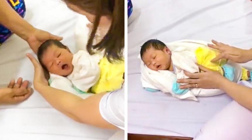 Milyonlarca annenin imdadına koşan bebek uyutma y&ouml;ntemi! Sadece bir havluyla...