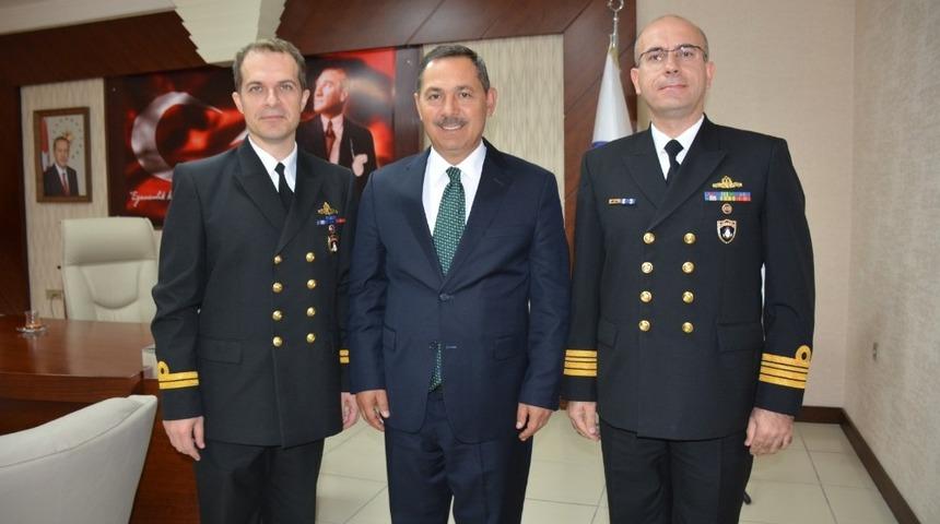 TCG Yıldırım&rsquo;ın Komutanları Başkan Uysal ile g&ouml;r&uuml;şt&uuml;