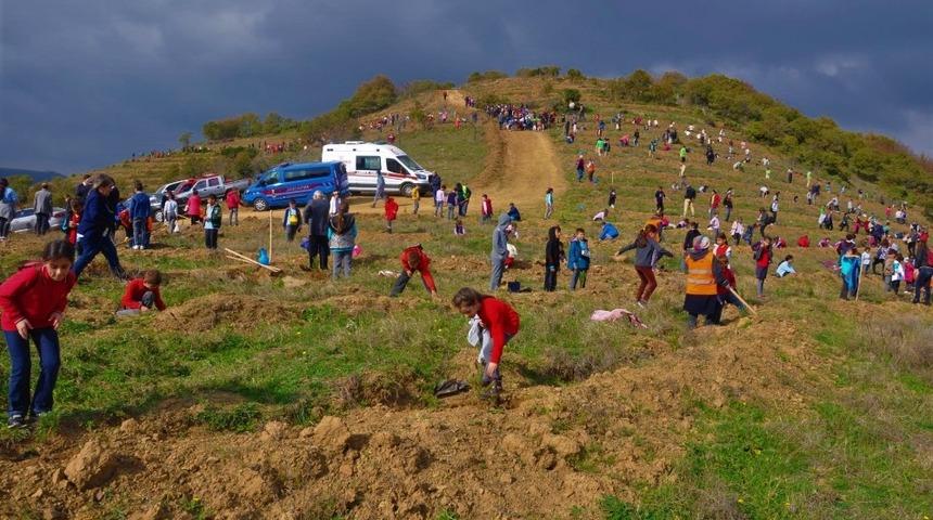 &Ouml;ğrenci ve &ouml;ğretmenler birlikte fidan dikti