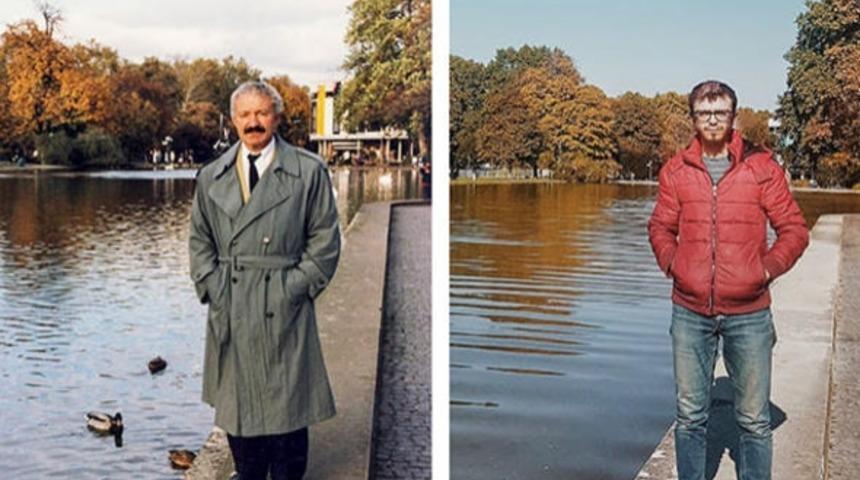 Gurbet&ccedil;i dedesinin pozlarını 30 yıl sonra aynı yerde verdi