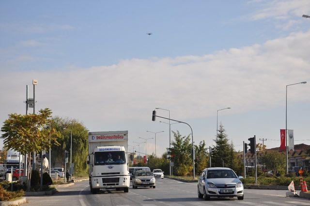 Sungurlu polisinden drone’lu trafik uygulaması